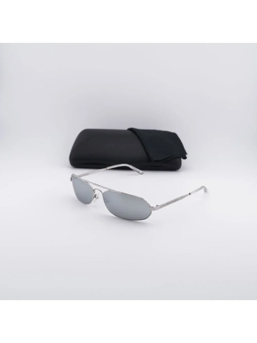 Balenciaga BB0010S 005 Oval Sunglasses - Silver Mirror